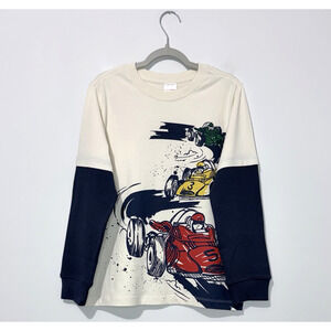 Hanna Andersson Boys T Shirt 130 US 8 Ivory Navy Green Yellow Long Sleeve NWOT